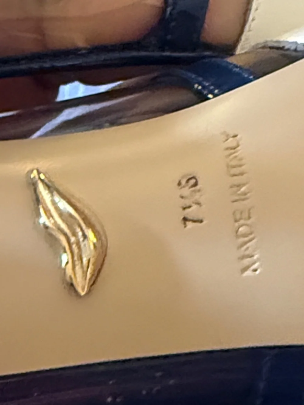 Diane Von Furstenberg Navy, White & Blue Patent Pointed Toe Pumps 7.5 B
